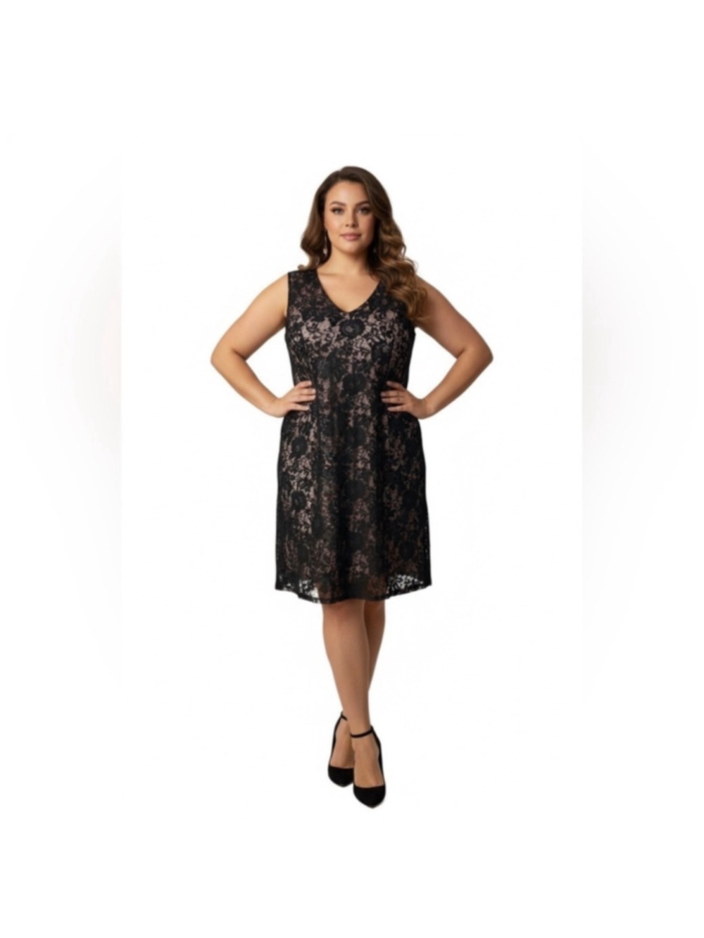 Julian Taylor New York sleeveless black lace dress size 24W whimsygoth